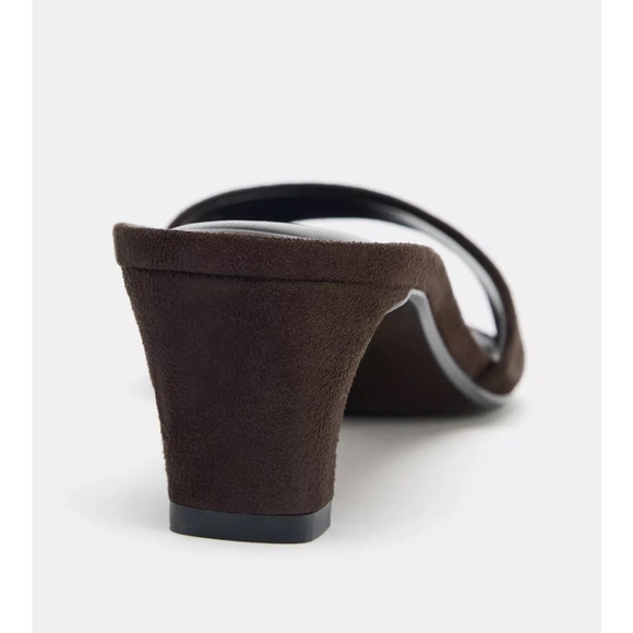 Zara NWT 100% genuine leather brown heeled open toe sandals - Picture 5 of 6